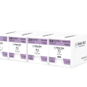 Sobre de Sutura Veterinaria de poliglicolico #2-0 aguja 1/2 circulo cortante de 36 mm x 75 cm de hebra